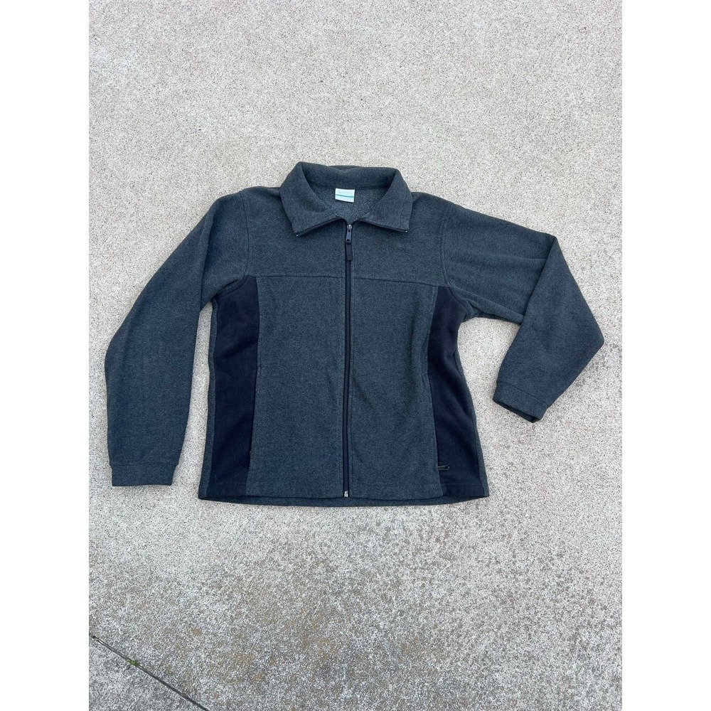 Columbia Gorpcore Fleece Jacket Plus 1X/2X Gray Black Full Zip Hiking Camping